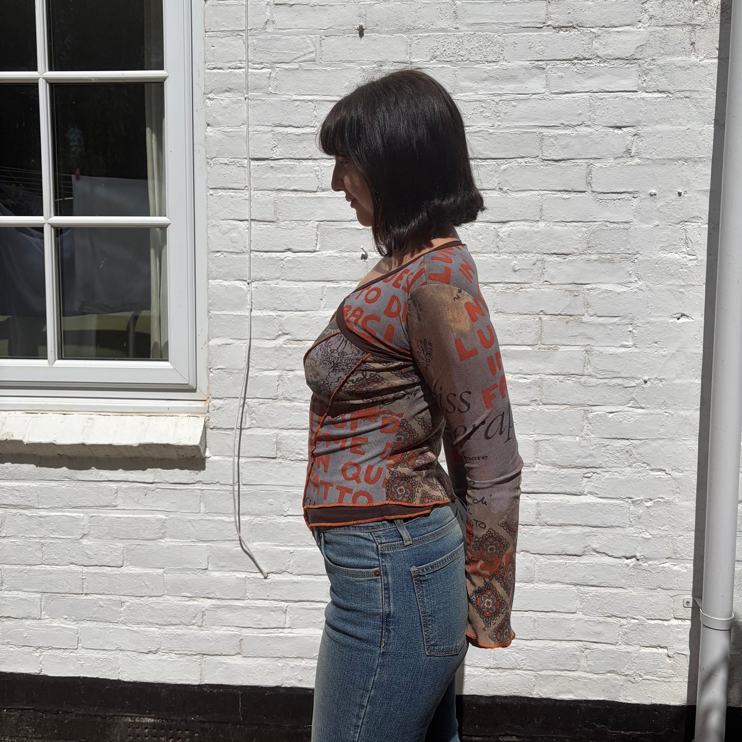 Vintage Cache Cache 90s/Y2K Mesh Graphic Top