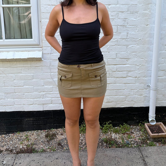 Y2K Khaki Utility Cargo Mini Skirt