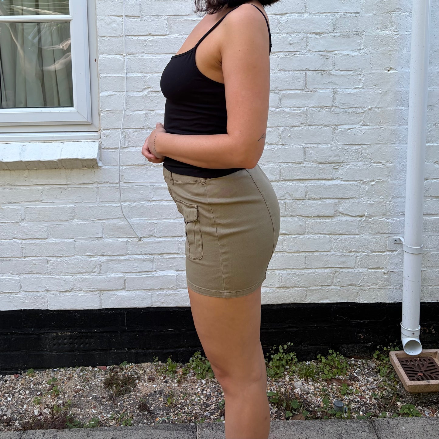 Y2K Khaki Utility Cargo Mini Skirt