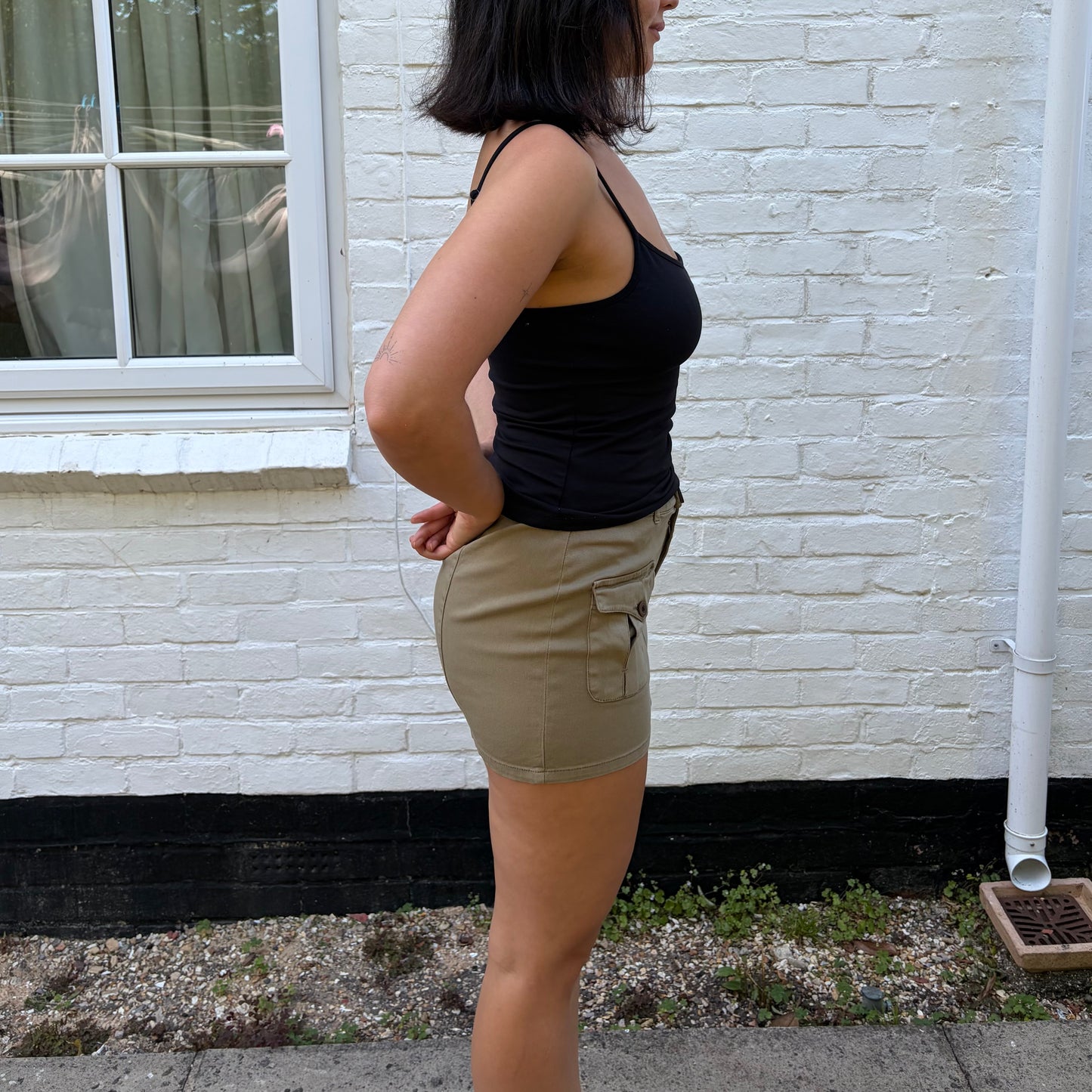 Y2K Khaki Utility Cargo Mini Skirt