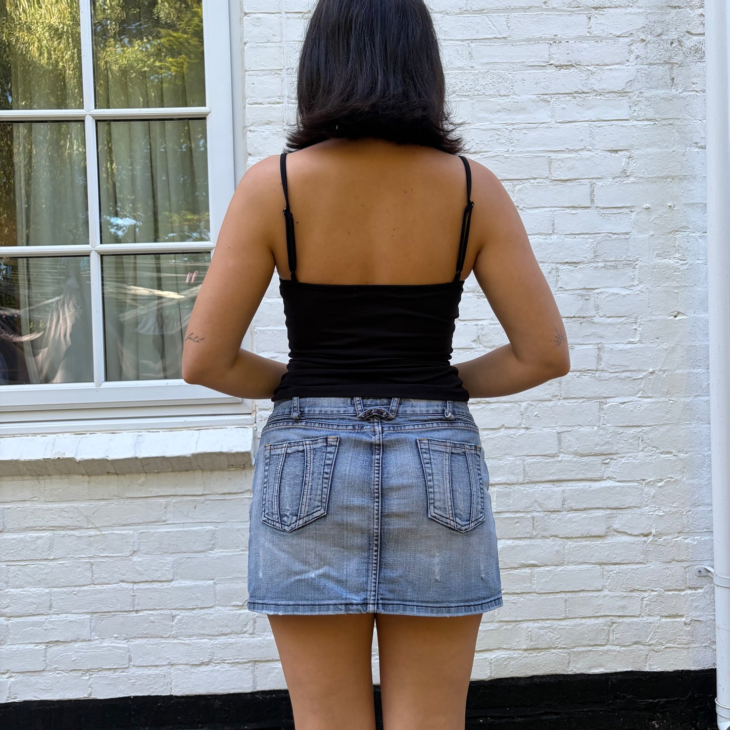 Italian Y2K Light Wash Low Rise Denim Mini Skirt