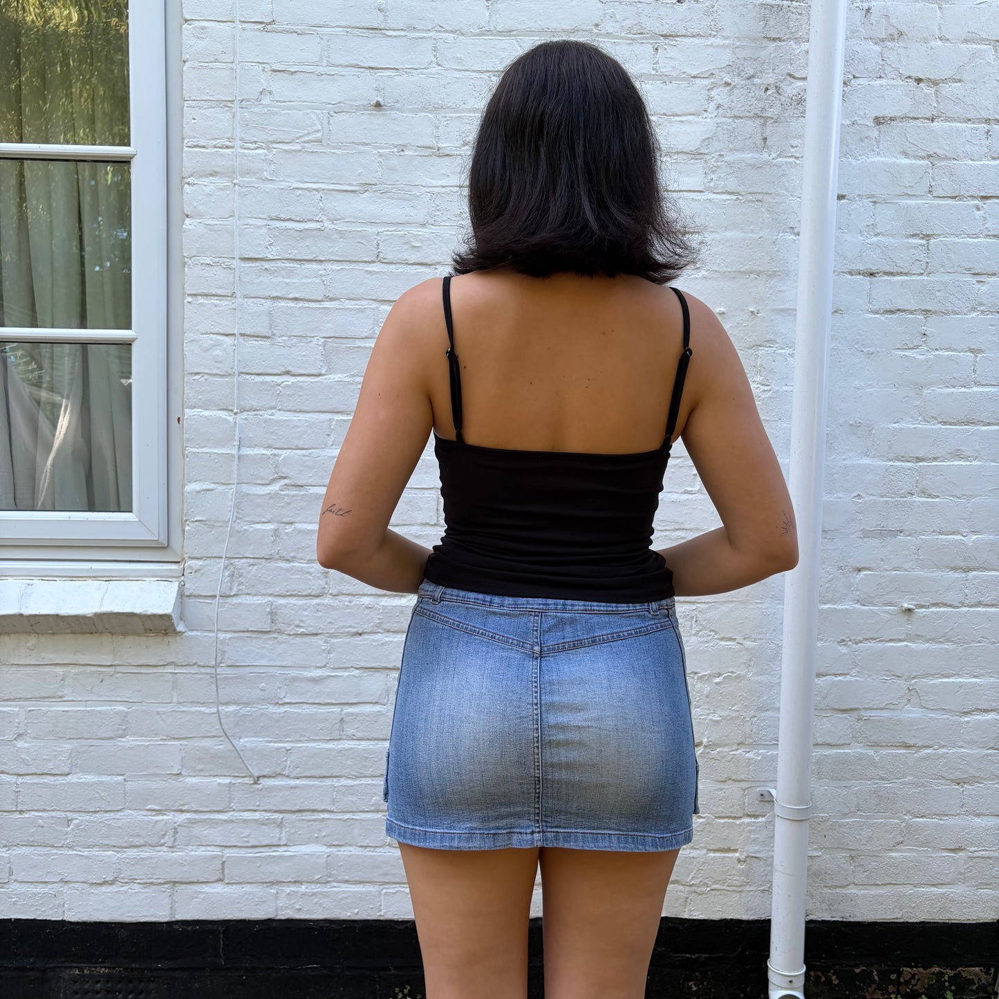 Y2K Light Wash Denim Cargo Mini Skirt With Zip Pocket Detail