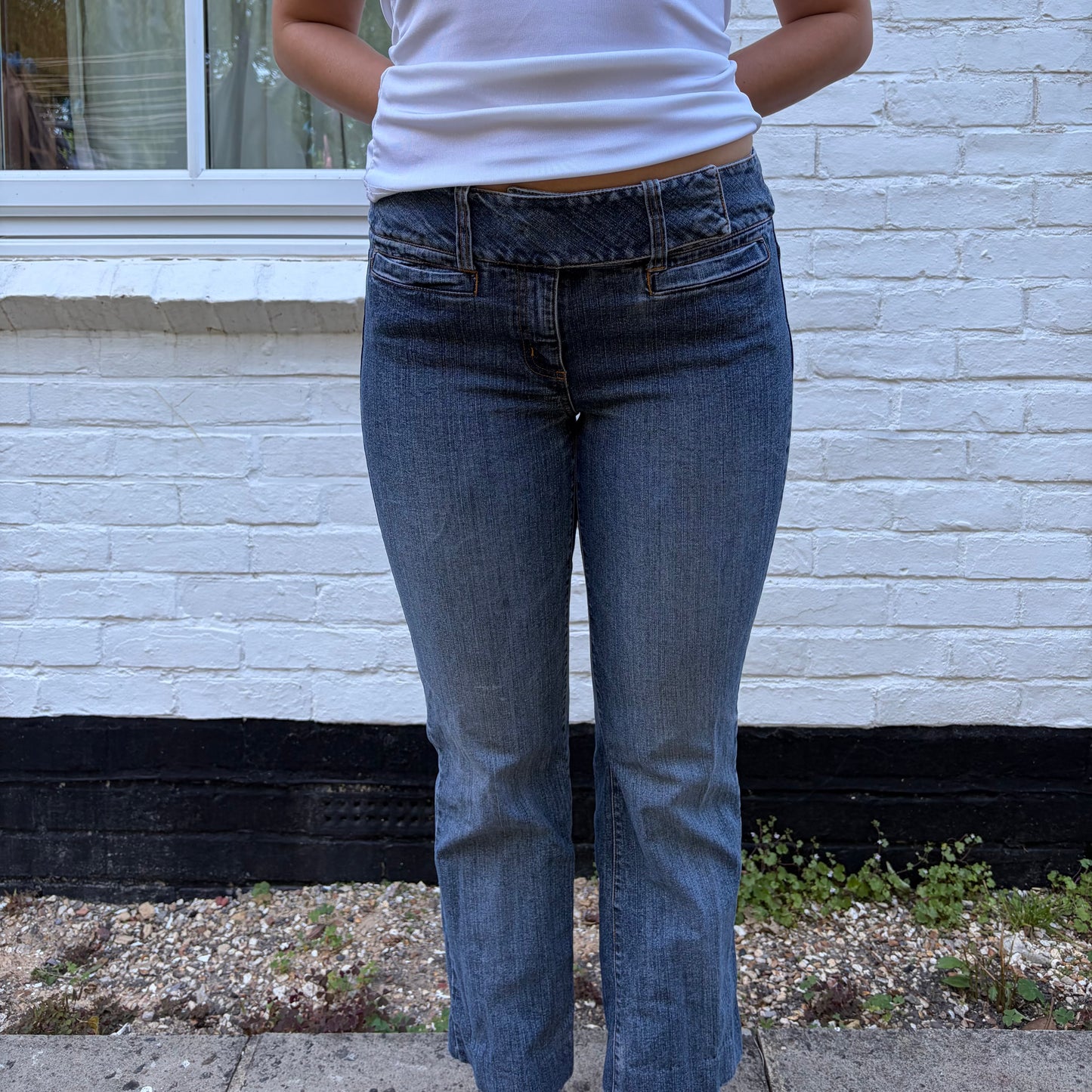 Vintage Blue Low Rise Y2K Capri Jeans