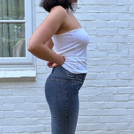 Italian Vintage White Y2K Asymmetric Top
