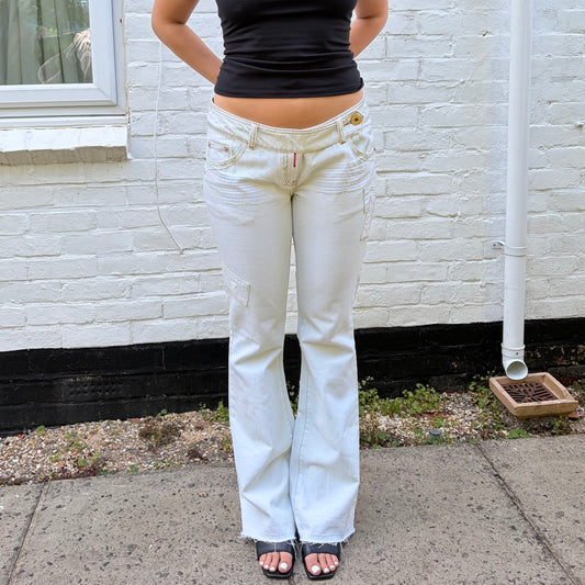 Vintage Morgan de Toi Low Rise Flared Jeans | Y2K White Denim