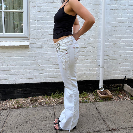 Vintage Morgan de Toi Low Rise Flared Jeans | Y2K White Denim