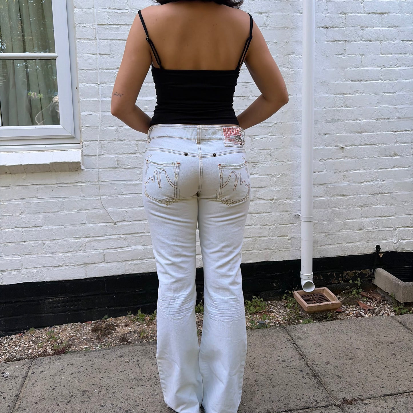 Vintage Morgan de Toi Low Rise Flared Jeans | Y2K White Denim