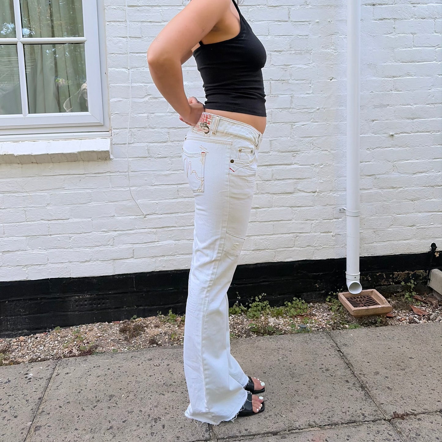 Vintage Morgan de Toi Low Rise Flared Jeans | Y2K White Denim