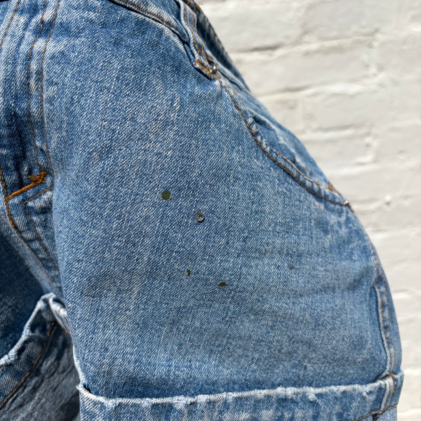 Italian Y2K Light Wash Low-Rise Rolled Hem Denim Mini Skirt
