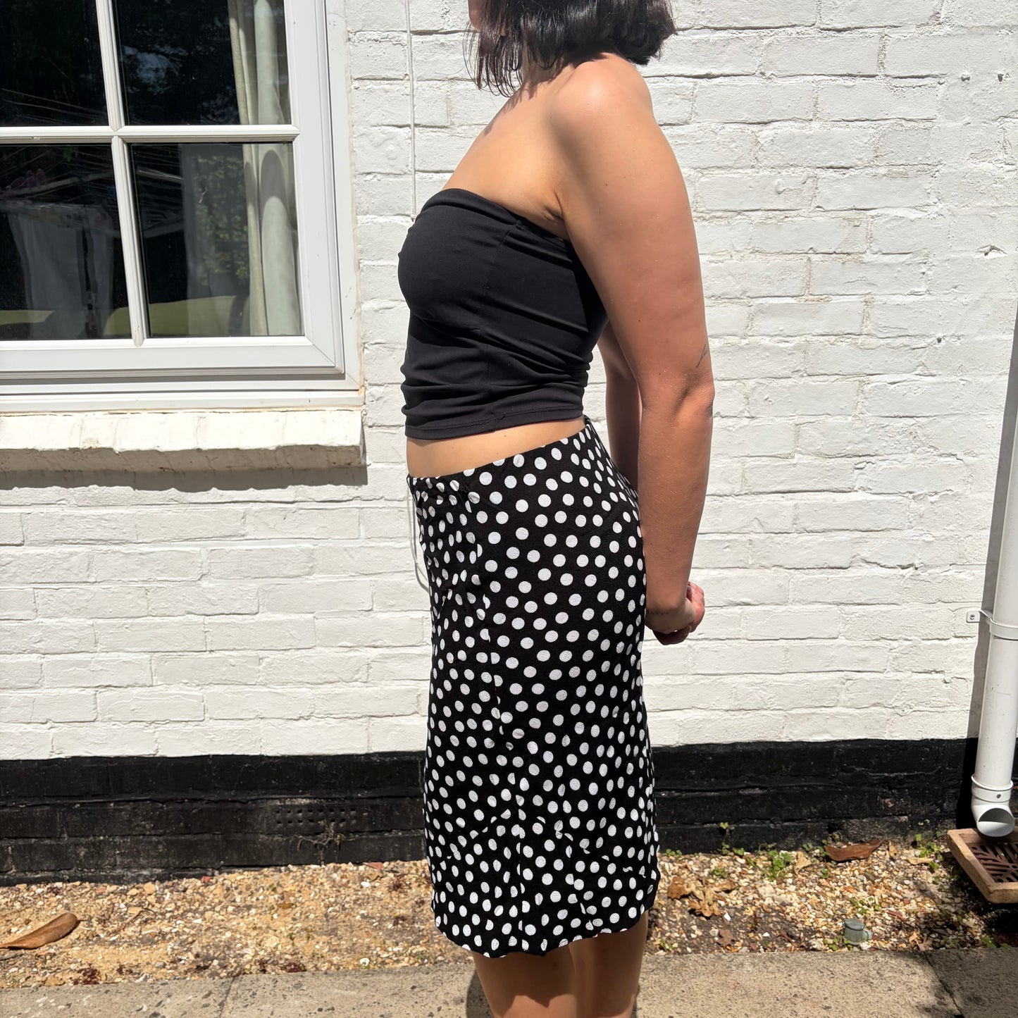 Black Polka Dot Midi Skirt