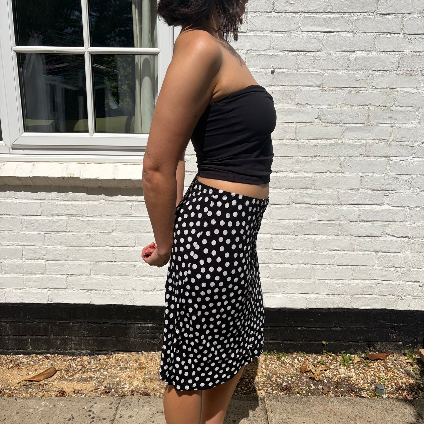 Black Polka Dot Midi Skirt